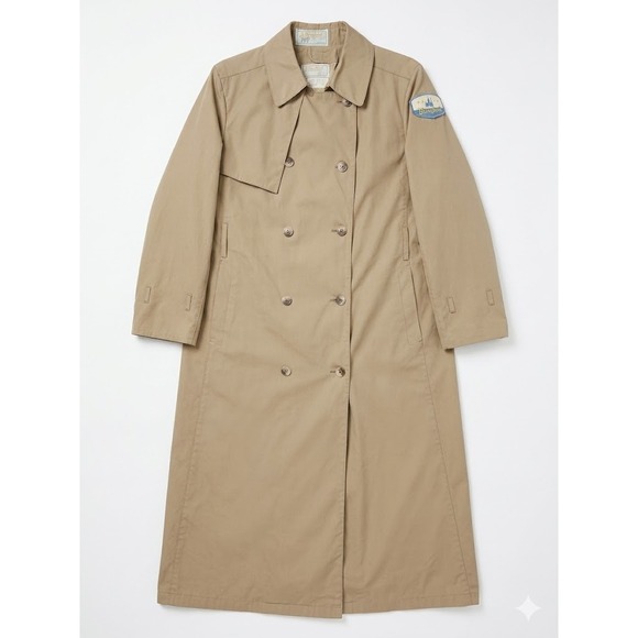 London Fog Jackets & Blazers - Vintage Disneyland London Fog Cast Member Trench Coat Tan Khaki Womens 14 Reg